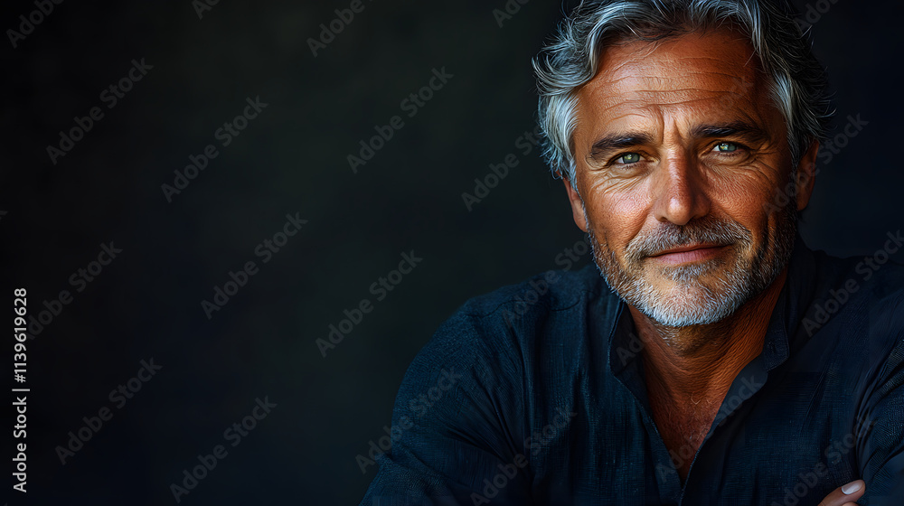 Portrait of a handsome man in his fifties with gray hair and a warm smile, exuding confidence and wisdom, capturing the essence of aging gracefully.
Portrait of a handsome man in his fifties with gray hair and a warm smile, exuding confidence and wisdom, capturing the essence of aging gracefully.