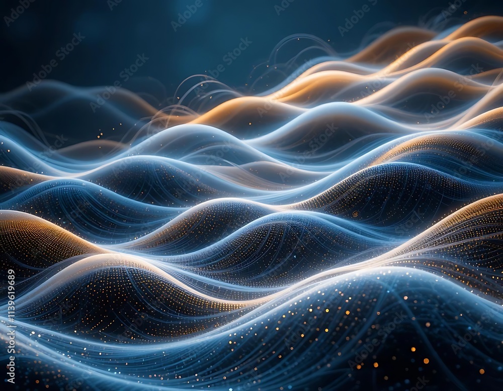 Fototapeta premium Waves of light forming layered statistical curves