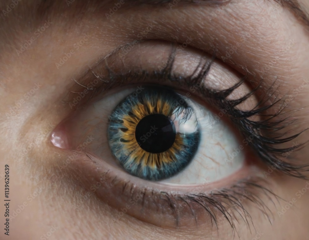 Fototapeta premium female eye close up, realistic illustration