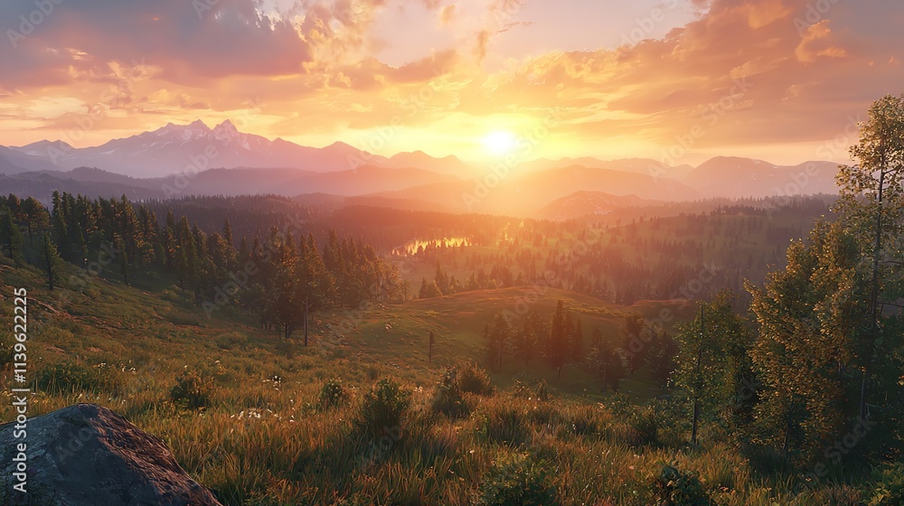 Mountain landscape with sun beams in Ukrainian Carpathians. Mountain landscape with sun beams in Ukrainian Carpathians.