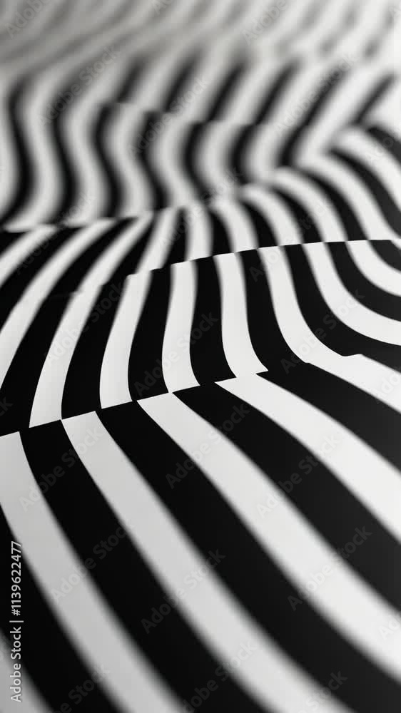 Striking black and white abstract pattern with wavy lines creating a mesmerizing visual effect during daylight Striking black and white abstract pattern with wavy lines creating a mesmerizing visual effect during daylight