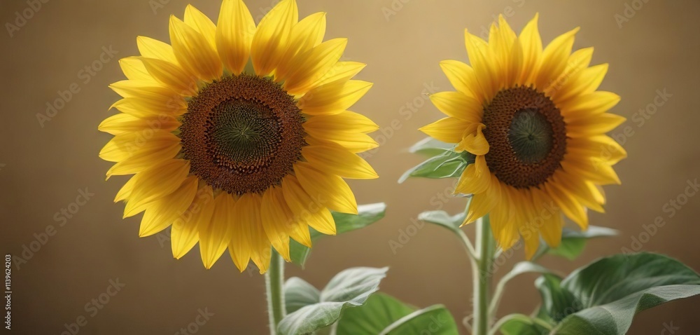 Obraz premium Bright yellow sunflower against a blurred background with subtle golden warmth, bokeh, natural light