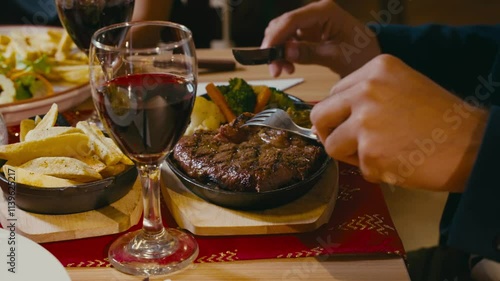 Cortando carne asada