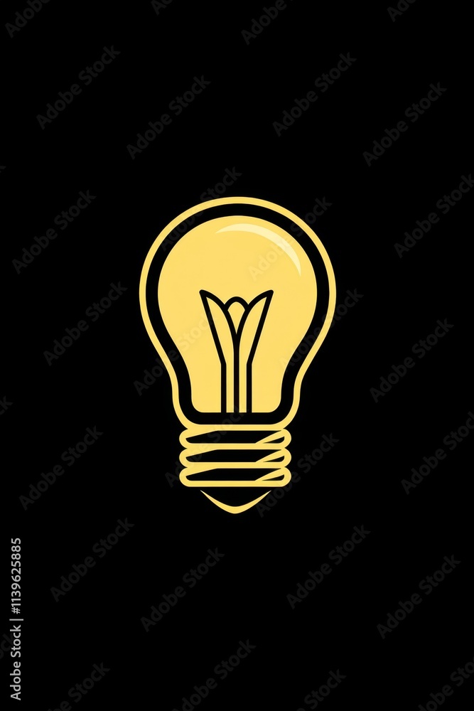 Minimalist Yellow Lightbulb on Black Minimalist Yellow Lightbulb on Black