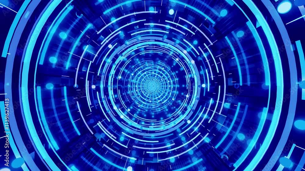 3D illustration of an abstract futuristic tunnel in motion with glowing, colorful light 3D illustration of an abstract futuristic tunnel in motion with glowing, colorful light