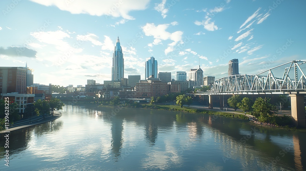 Nashville skyline 16k resolution ultra-photorealistic. Nashville skyline 16k resolution ultra-photorealistic.