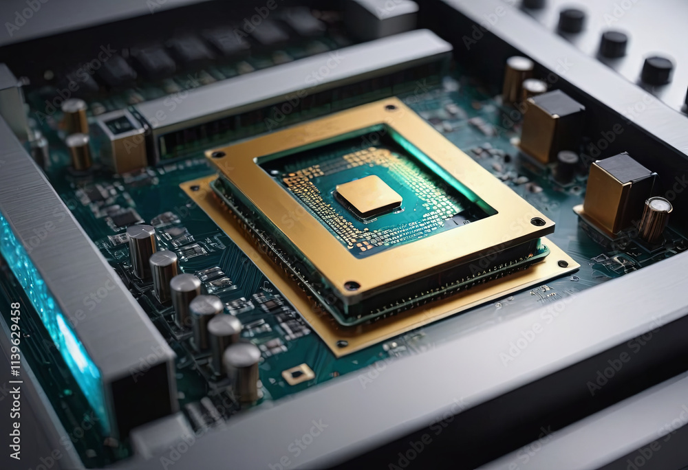 microchip close up electronic background, realistic illustration microchip close up electronic background, realistic illustration