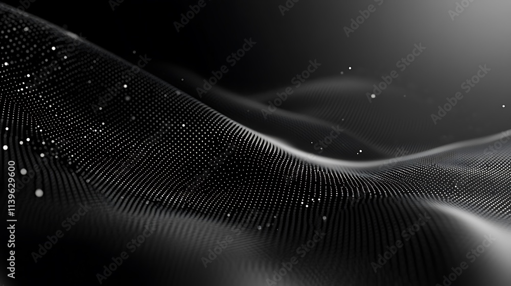 Abstract flowing lines render with black spheres. 3D art. Futuristic style.. AI Generated
