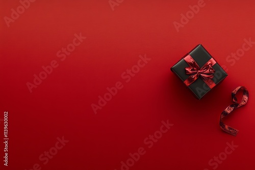 Black Gift Box With Red Rib...