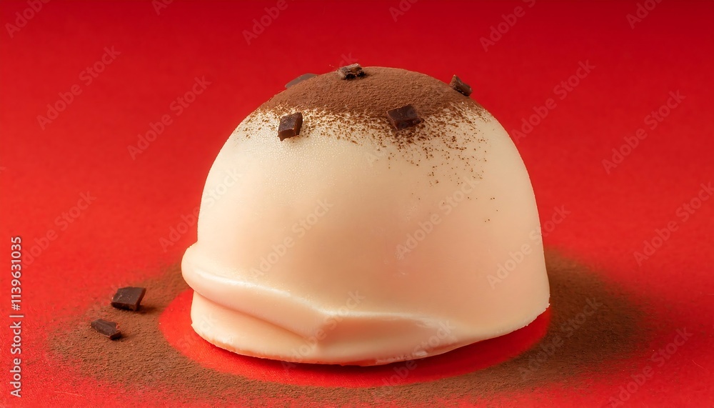 Fototapeta premium Standard Ice Cream with pieces of chocolate on red background