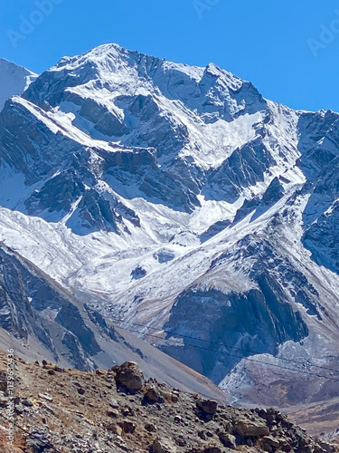 Om Parvat, a sacred peak in the Himalayas, in Uttarakhand, India photo