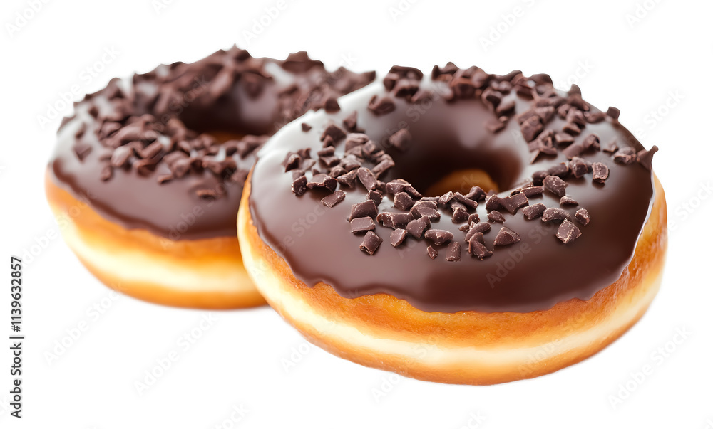 Chocolate frosted donuts on a transparent background. isolated background. Chocolate frosted donuts on a transparent background. isolated background.