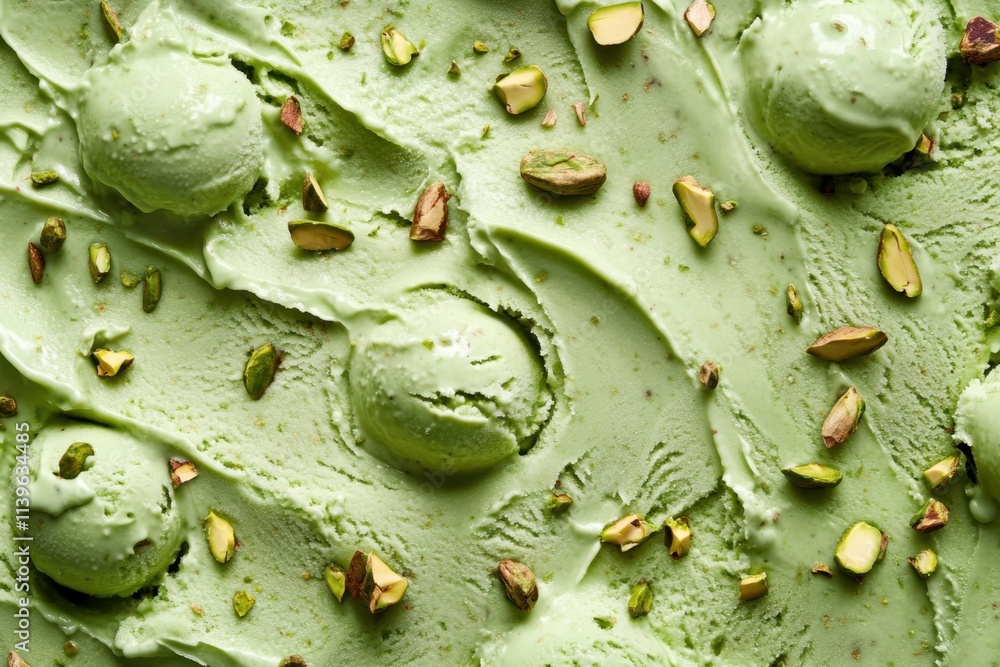 Fototapeta premium Aerial view of delicious pistachio ice cream.