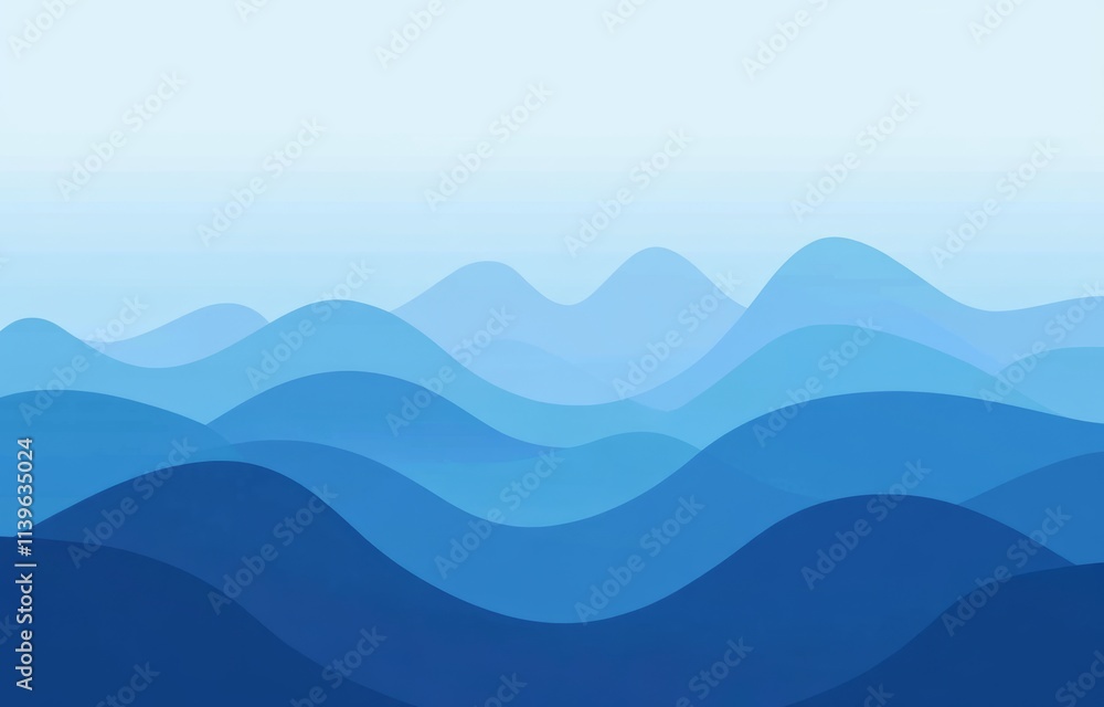 Abstract Blue Mountain Landscape Illustration Abstract Blue Mountain Landscape Illustration