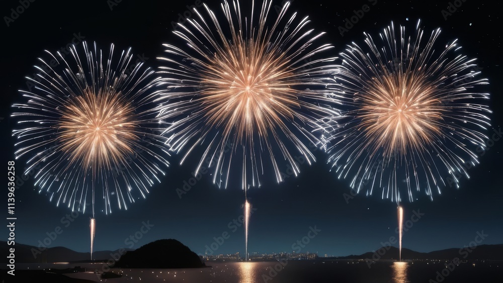 Fototapeta premium fireworks over the river