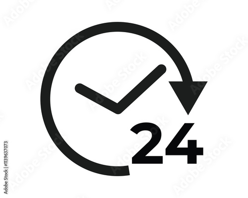 24 hours service vectorl. 24h service duration sign. 24 h discount offer. same day delivery line icon set. fast 24hr support sign collection.