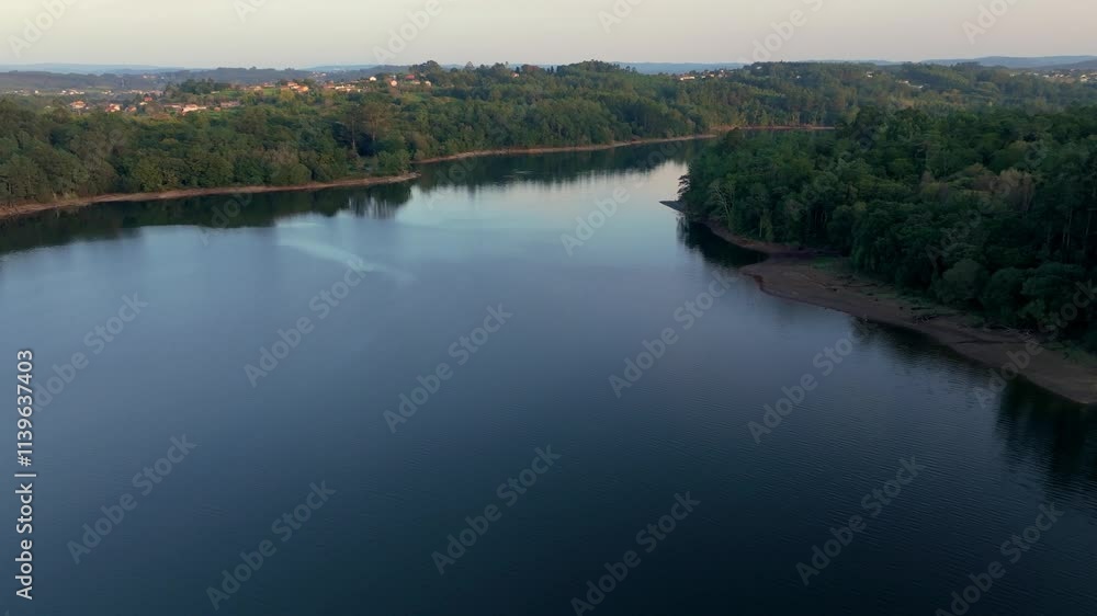 Protected Lake. Aerial Drone Shot Protected Lake. Aerial Drone Shot
