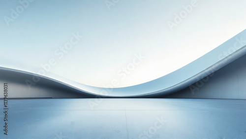 Sci-fi curved building square platform car advertising background