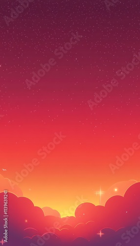 Vibrant Sunset Sky with Sta...