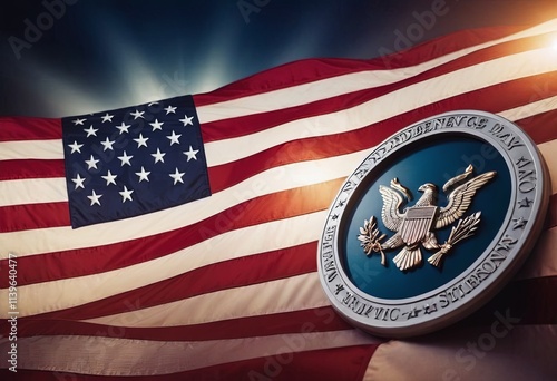 Wallpaper Mural United States of America flag background, realistic illustration Torontodigital.ca