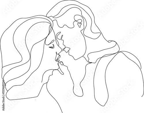 hand drawn sketch of man and a woman, line art