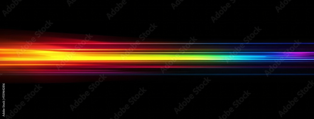 Abstract Rainbow Light Streaks Across Black Background Abstract Rainbow Light Streaks Across Black Background