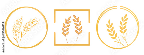 Malt, wheat or rice sign logo set isolated on white background vector.