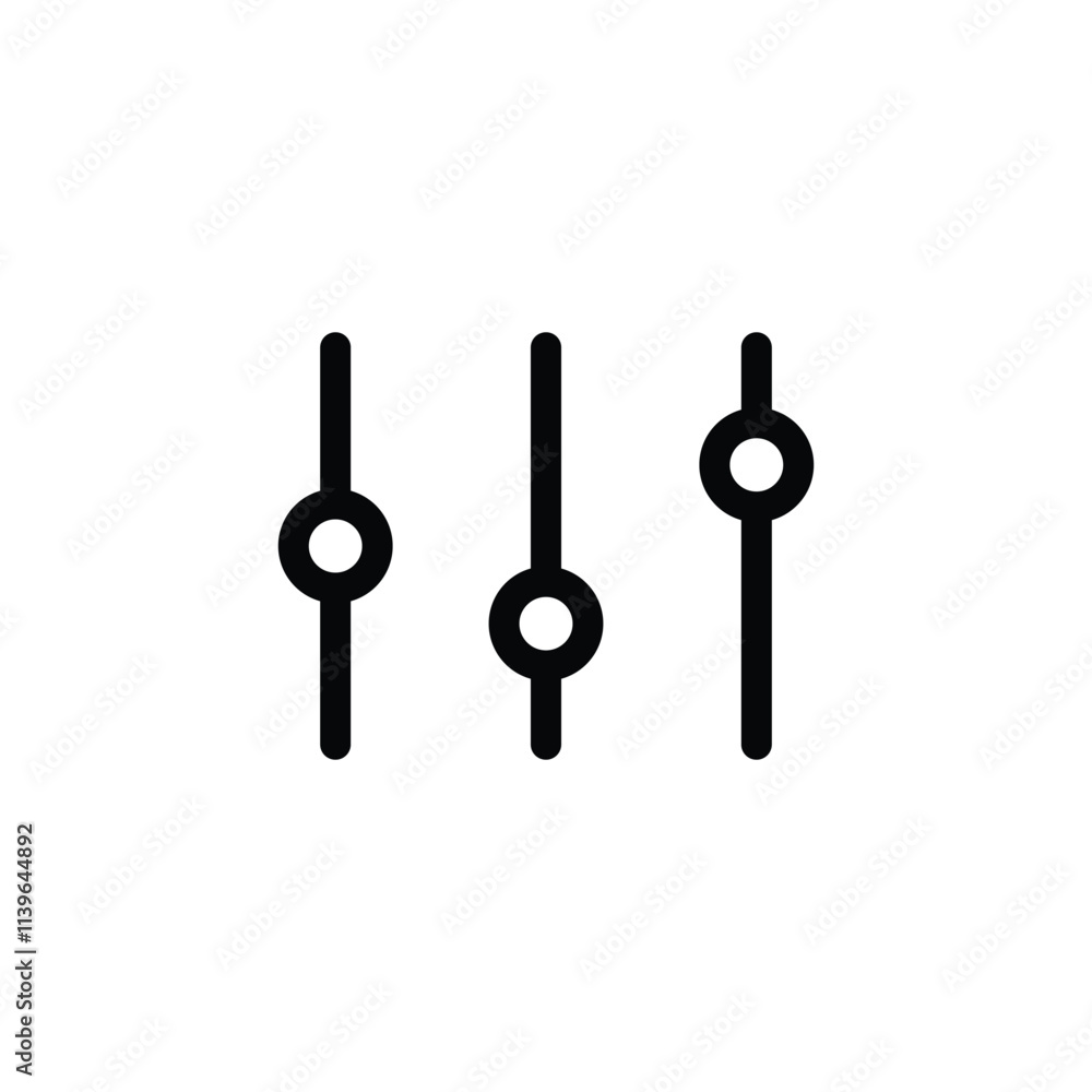 slider controls icon or settings sliders icon, equalizer outline style UI UX illustration slider controls icon or settings sliders icon, equalizer outline style UI UX illustration