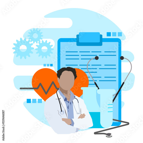 Medical clipboard, medical documents. medical examination or doctor diagnosis note, medication or medicare checklist concept, doctor with stethoscope.