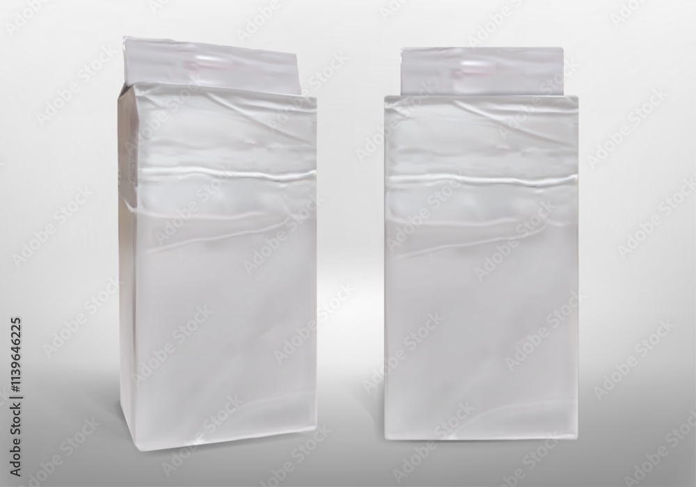 Two white coffee packaging . Mockup. Realistic coffee packaging 3d Two white coffee packaging . Mockup. Realistic coffee packaging 3d