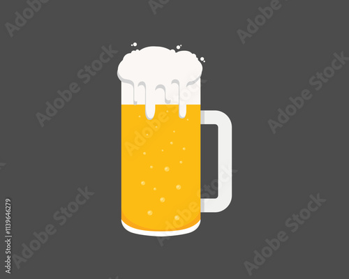 Beer mug with foam. isolated on white background.