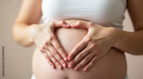 Wallpaper Mural Pregnant woman holds her hands on her stomach in the shape of a heart Torontodigital.ca