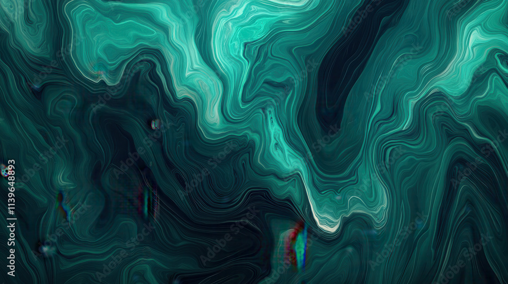 Obraz premium Abstract Teal and Dark Green Swirling Marble Texture Background