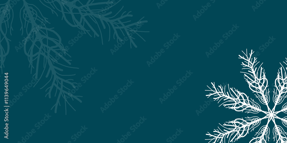 Obraz premium Merry Christmas and Happy New Year. Blue background frame with snowflakes. Copy space. Blank for design