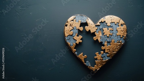 A heart-shaped puzzle with missing pieces, symbolizing love, connection, and the importance of completing a bond.