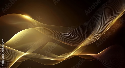 Abstract Golden Waves Dark ...