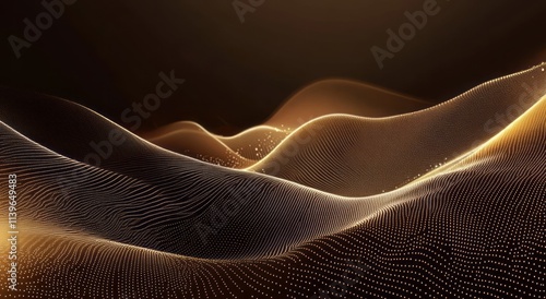 Golden Abstract Wave Partic...