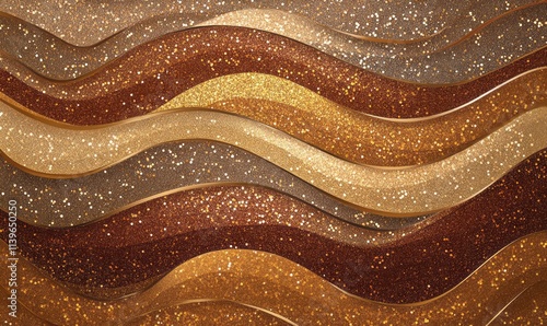 Golden glitter waves on a b...