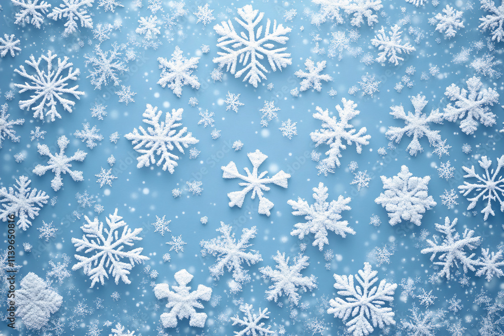 many snowflakes on a light blue background. winter or christmas background many snowflakes on a light blue background. winter or christmas background