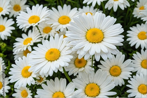 A Field of White Daisies Basking in the Sunlight