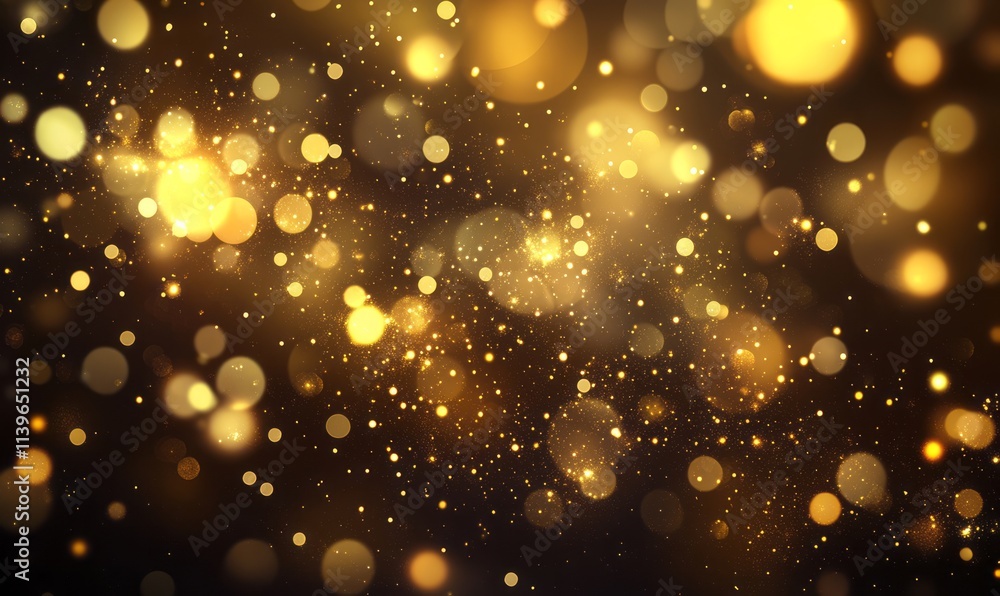 Golden bokeh lights sparkle in dark background Golden bokeh lights sparkle in dark background