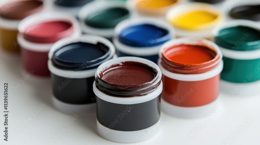 A vibrant array of watercolor paints, neatly contained in jars, inspire creativity and artistic exploration. A vibrant array of watercolor paints, neatly contained in jars, inspire creativity and artistic exploration.