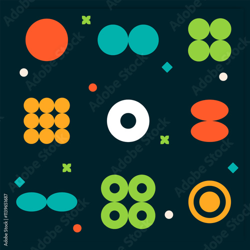 Flat design colorful geometric shape illustration