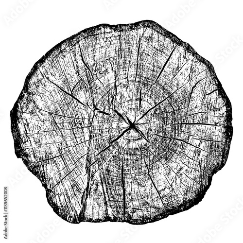 Obraz na płótnie Wood tree texture on transparent backdrop. Wooden old cut. Log timber trunk. Stump rings nature pattern. PNG format. w salonie