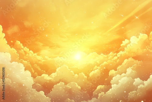 Golden Sky Above Fluffy Clo...