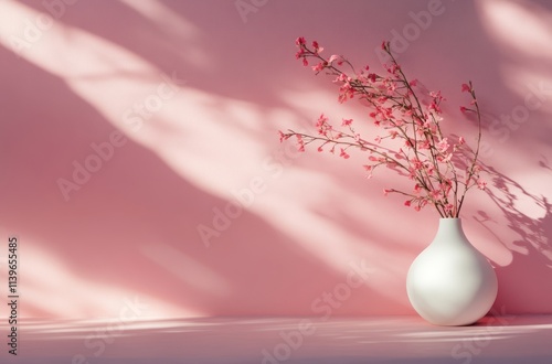 Pink Flowers in a White Vas...