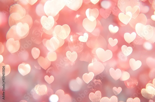 Abstract Pink Hearts Bokeh ...