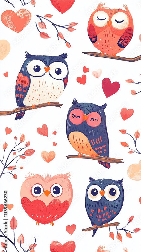 Fototapeta premium set of owls