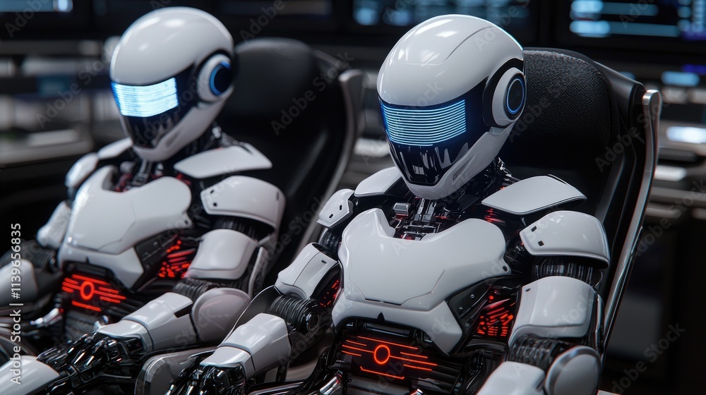 Robotic simulation futuristic command center digital art high-tech environment close-up view innovative concepts Robotic simulation futuristic command center digital art high-tech environment close-up view innovative concepts