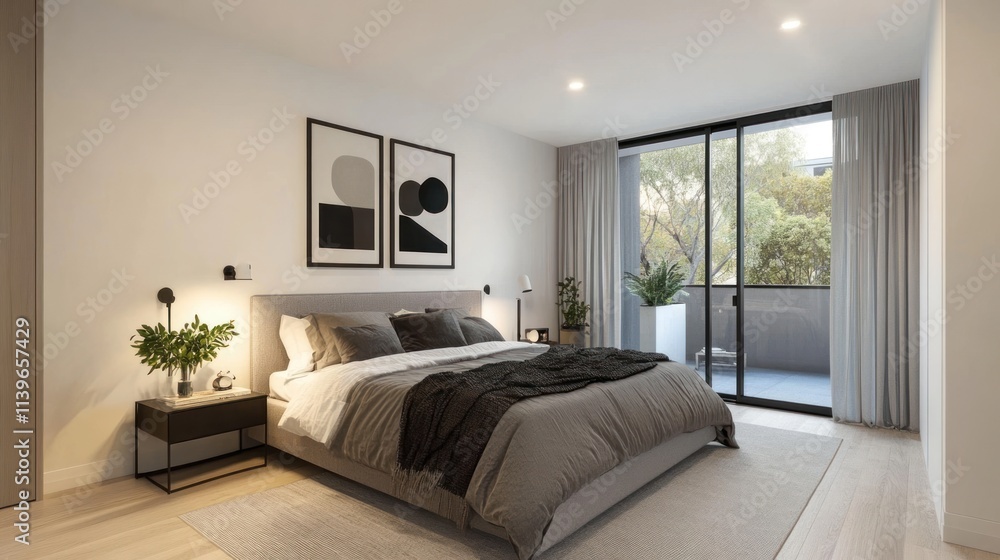 Modern Bedroom Interior Design with Balcony View